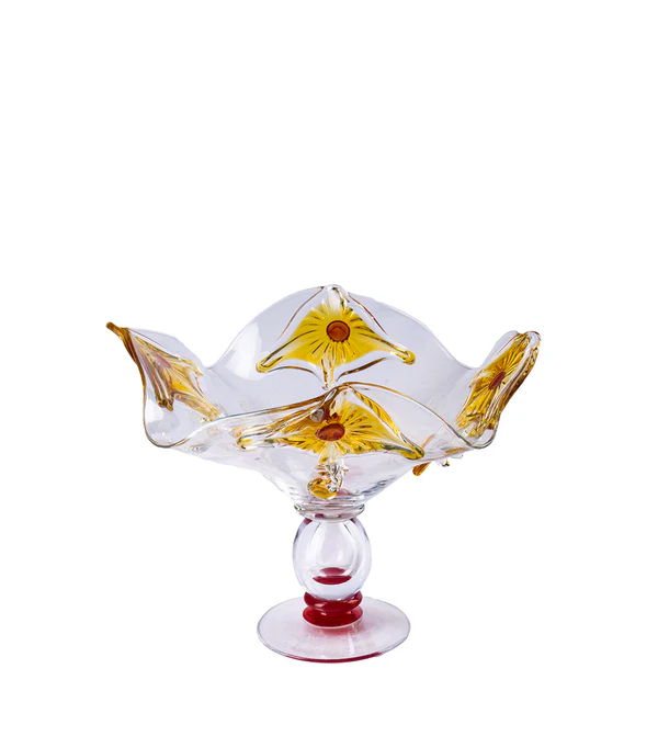 JIRI PACINEK - Amber Fruit Bowl - Mirka Misa- Radiant bowl with an ornate design-Briquetales